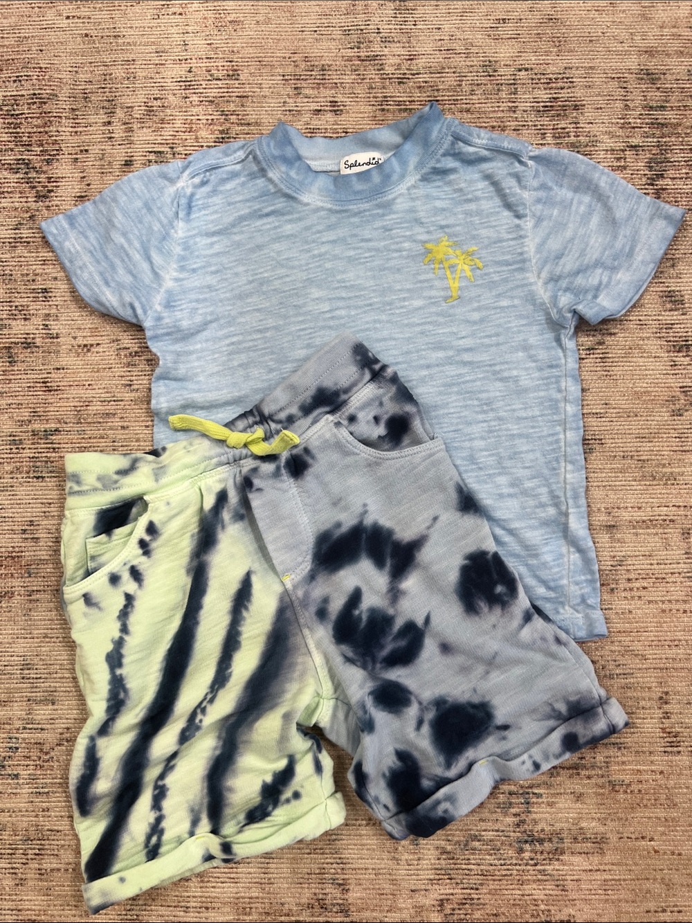 SPLENDID | 2T Blue Tee with Palm detail + Tie-Dye Kids Shorts